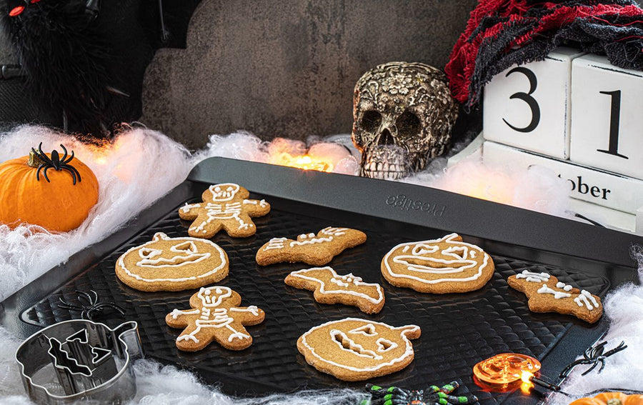 Halloween cookies on a Prestige baking tray