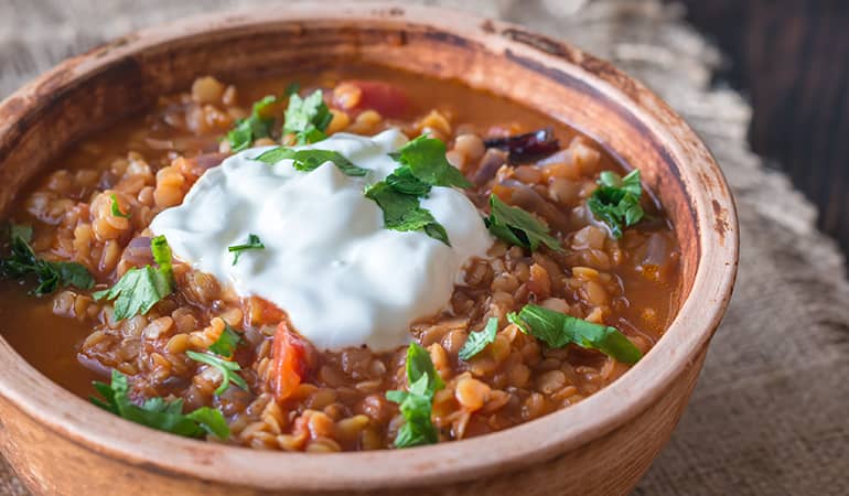 Root veg casserole in a casserole dish