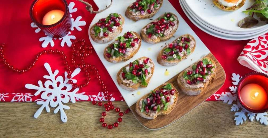 Paté and Pomegranate Crostini