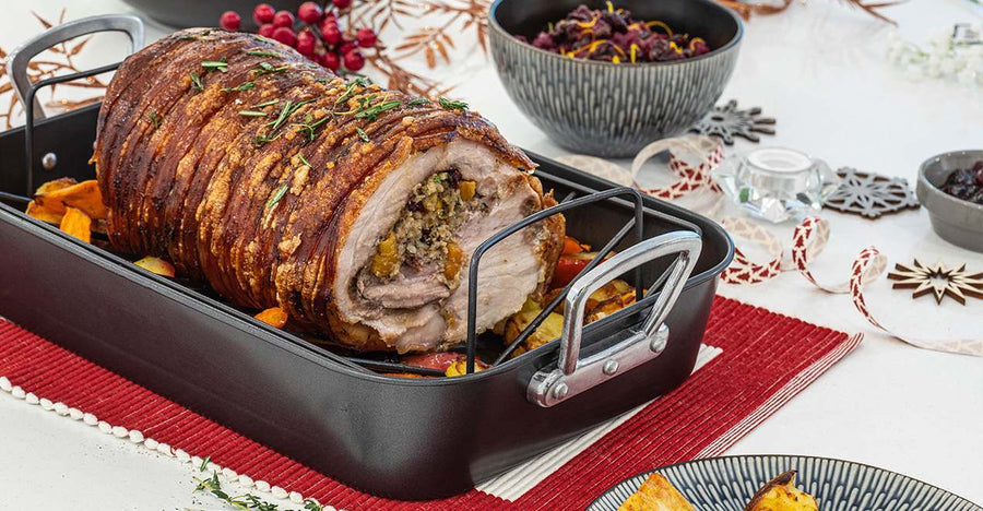 Celebration Roast Pork With Cranberry And Apricot Stuffing