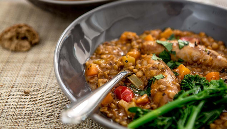 Pressure Cooker Sausage & Lentil Casserole