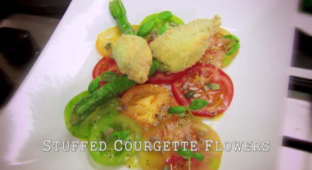 Stuffed Courgette Flowers and Basil