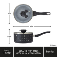 Disney Monochrome Mickey Mouse: Ceramic Non-Stick Saucepan & Lid