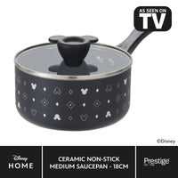 Disney Monochrome Mickey Mouse: Ceramic Non-Stick Saucepan & Lid