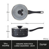 Disney Monochrome Mickey Mouse: Ceramic Non-Stick Saucepan & Lid