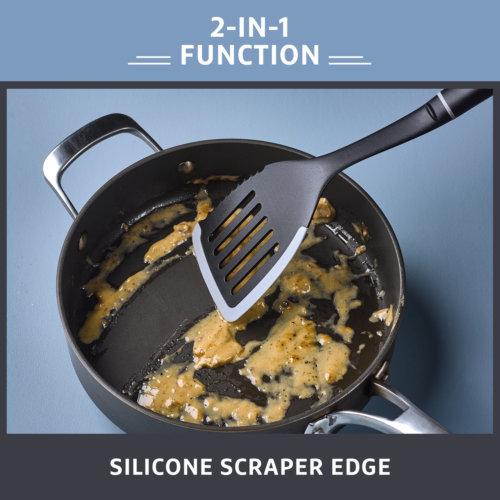 2-in-1 Kitchen Utensil - Slotted Turner with Serrated Edge