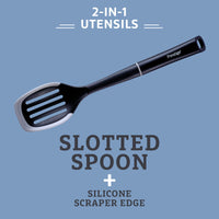 2-in-1 Kitchen Utensil - Slotted Spoon with Silicone Edge