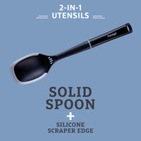 2-in-1 Kitchen Utensil - Solid Spoon with Silicone Edge