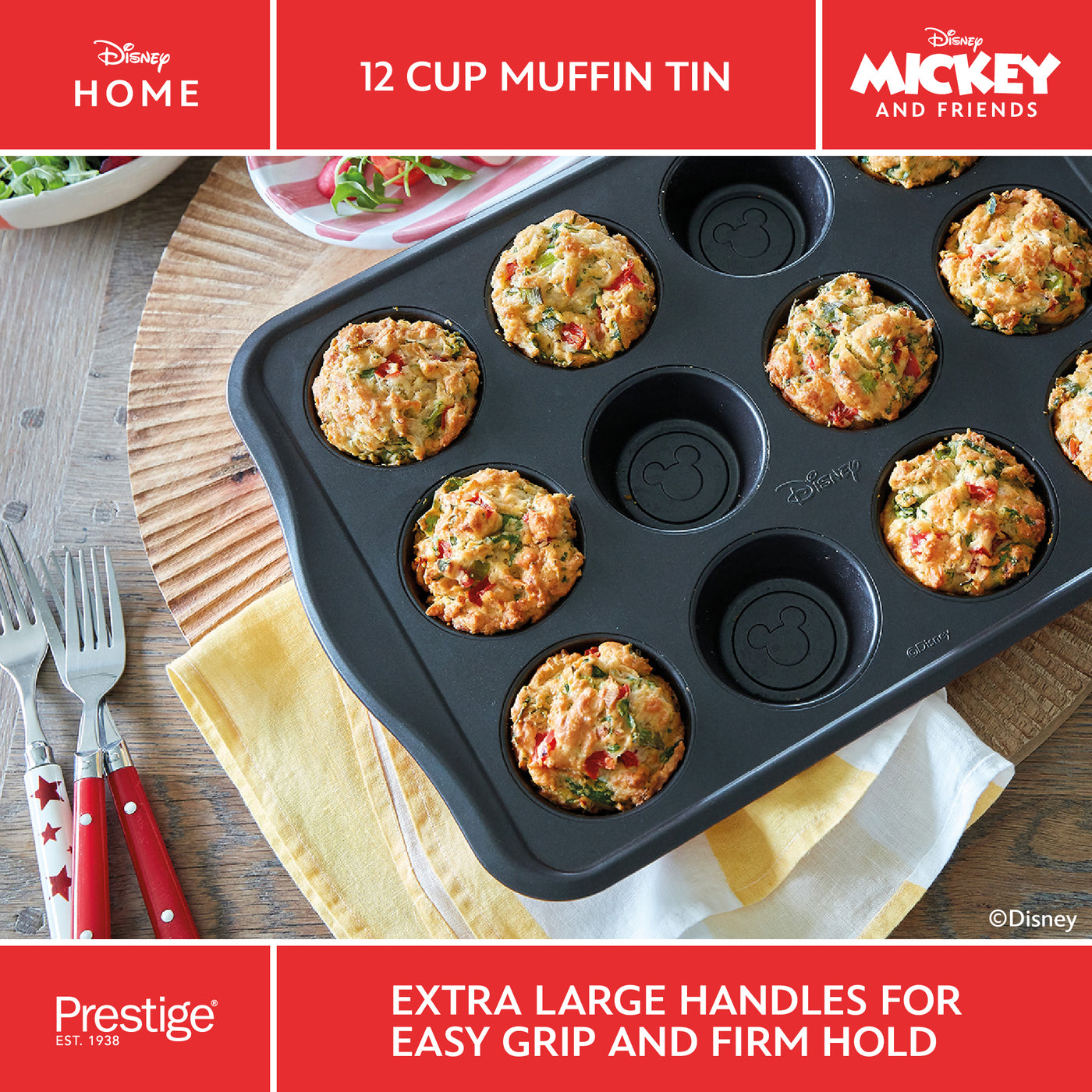 Disney Bake with Mickey: Non-Stick Muffin Tin - 12 Cup