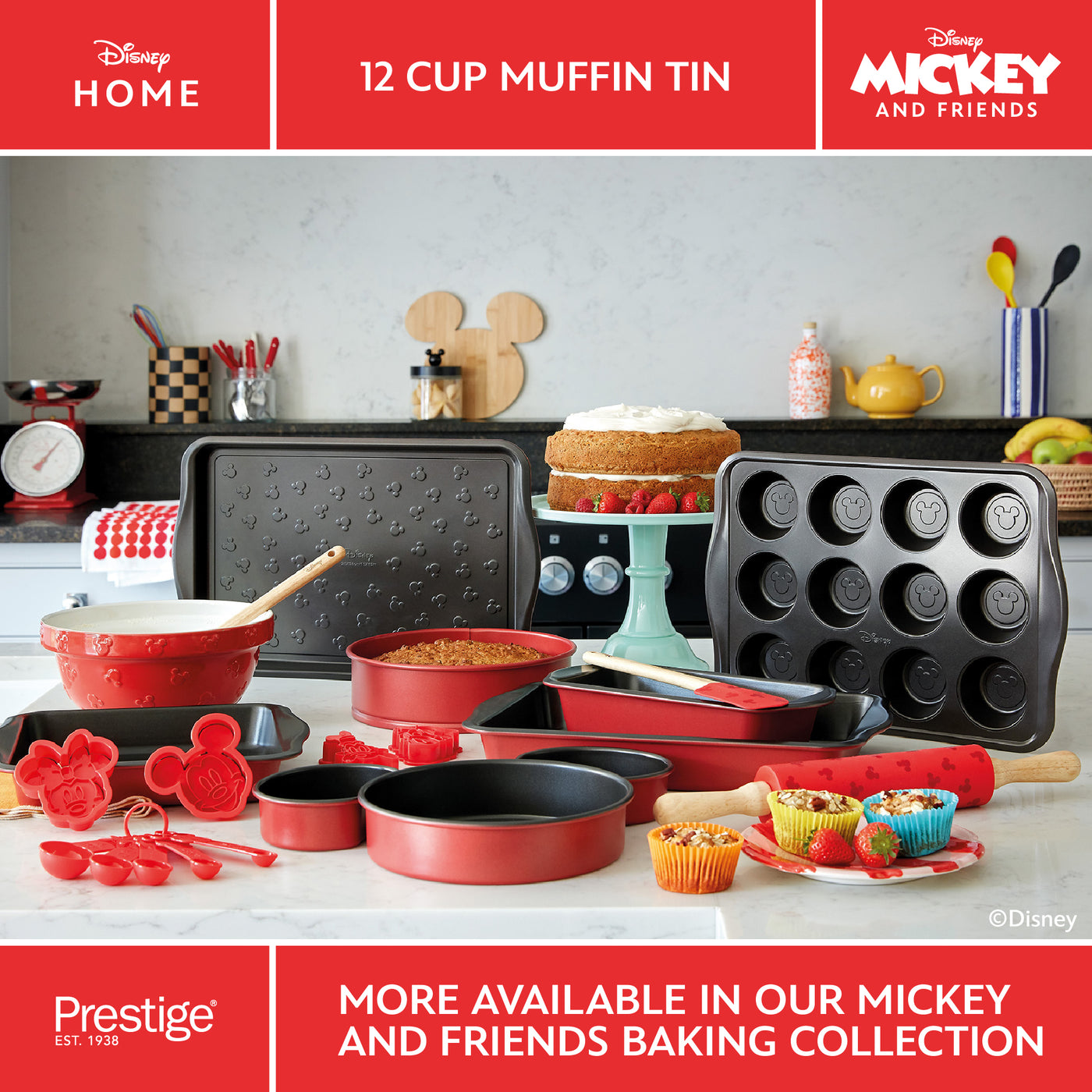 Disney Bake with Mickey: Non-Stick Muffin Tin - 12 Cup