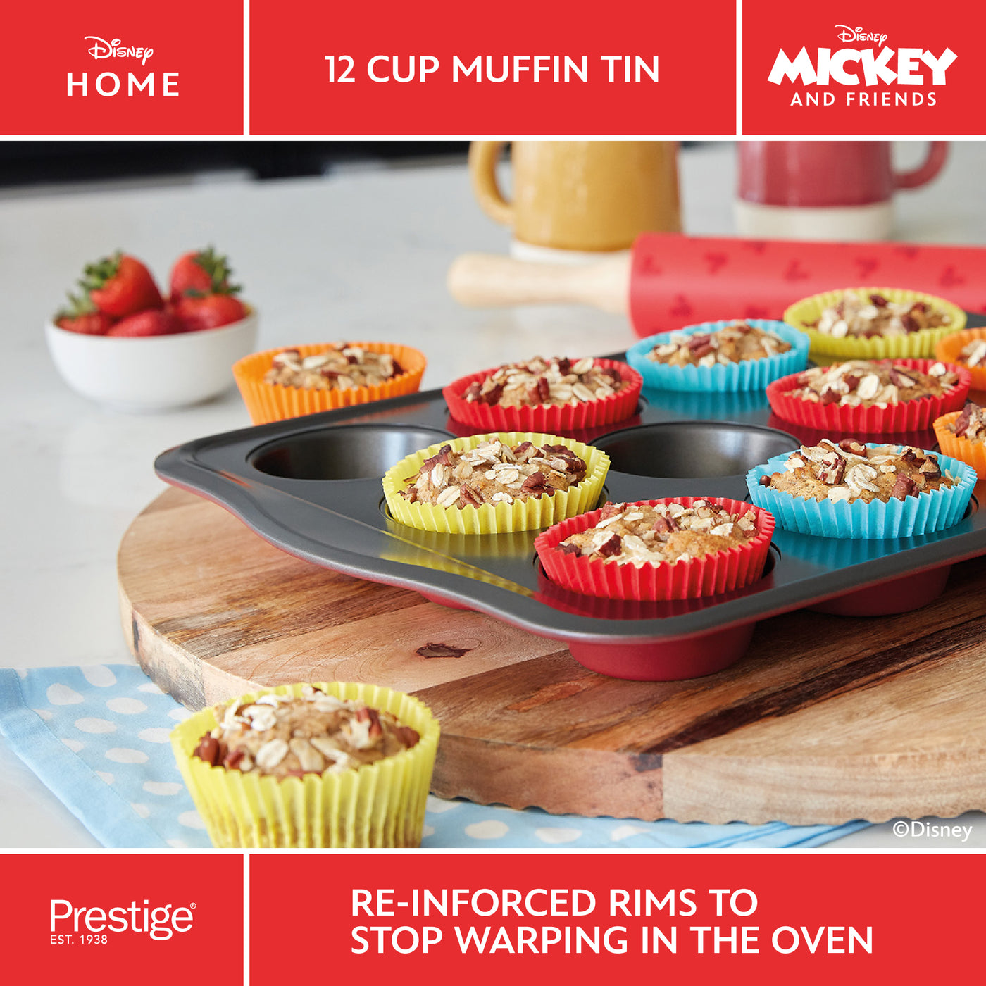 Disney Bake with Mickey: Non-Stick Muffin Tin - 12 Cup