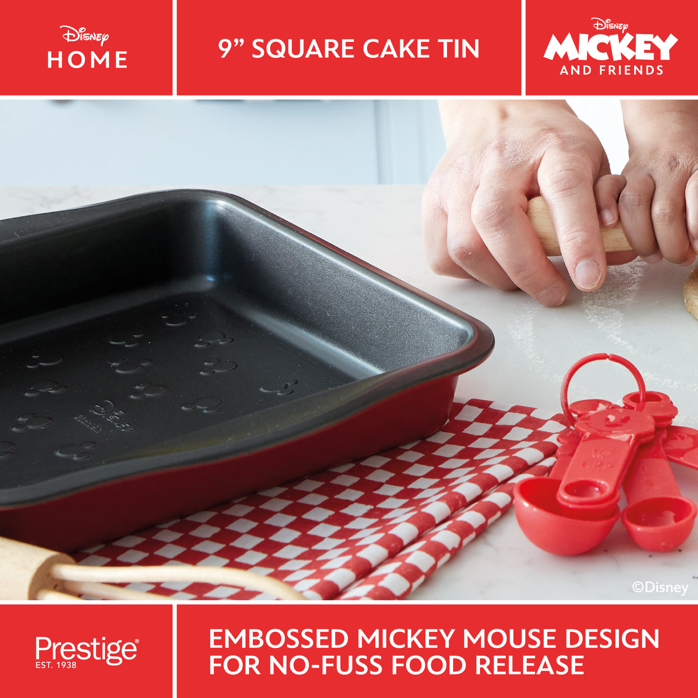 Disney Bake with Mickey: Non-Stick Square Cake Tin - 23cm x 23cm