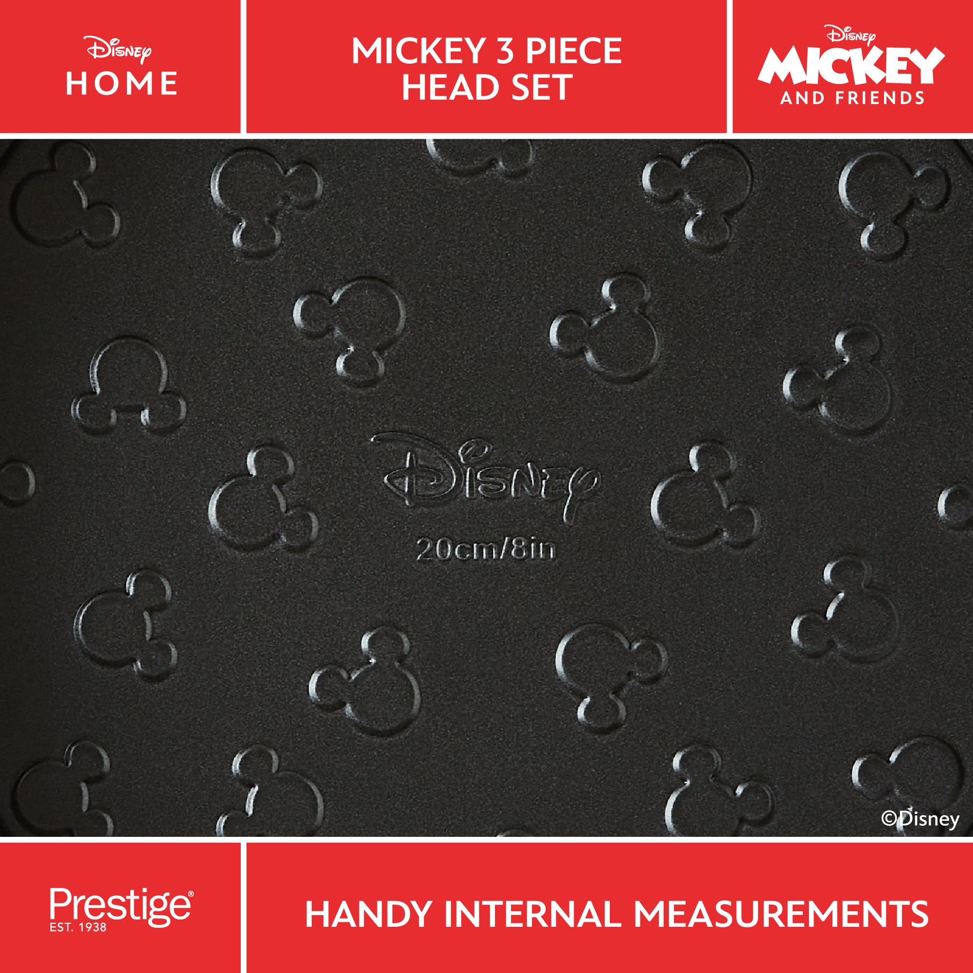 Disney Bake with Mickey: Non-Stick Mickey Head Cake Tins - 3 Piece