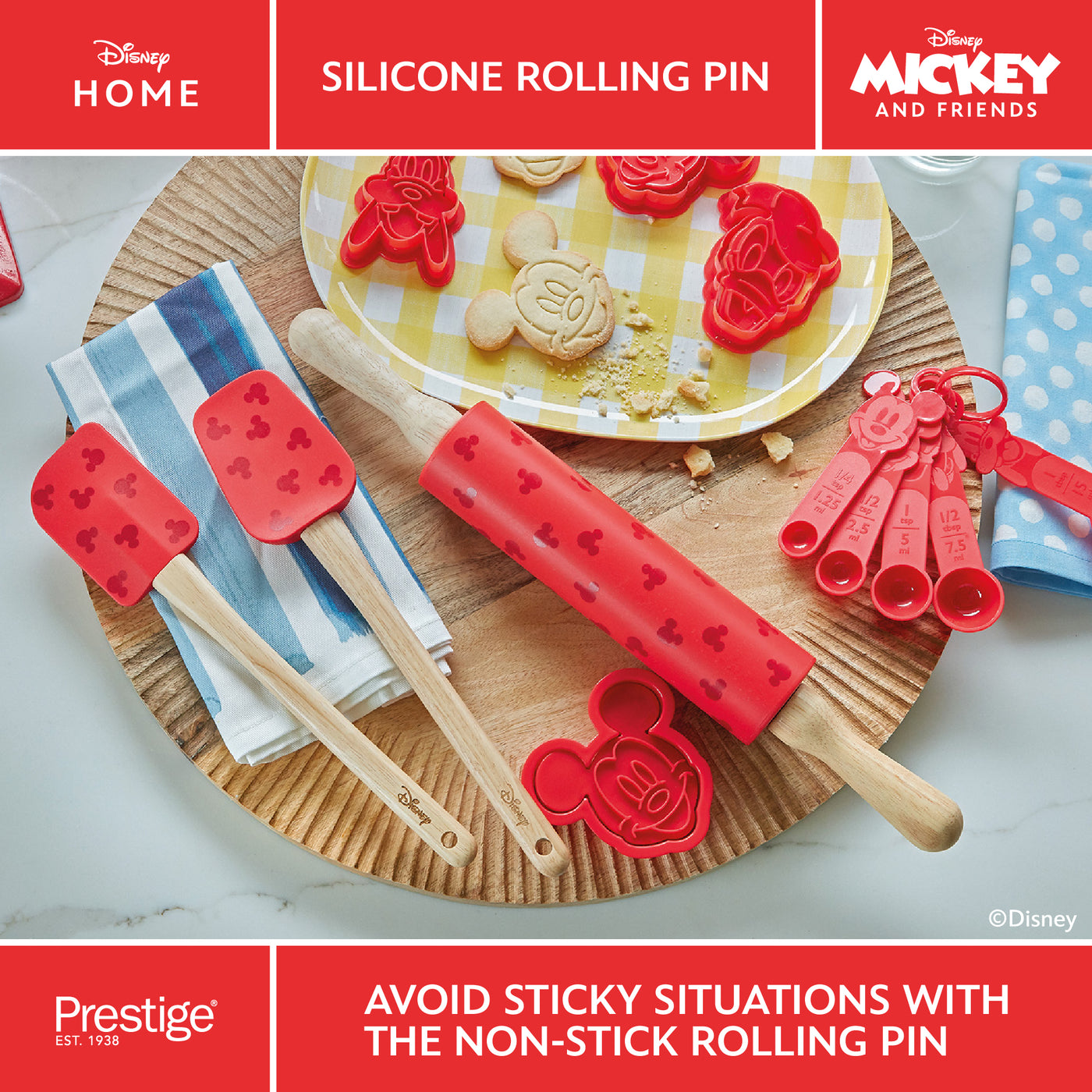 Disney Bake with Mickey: Silicone Rolling Pin with Wooden Handles