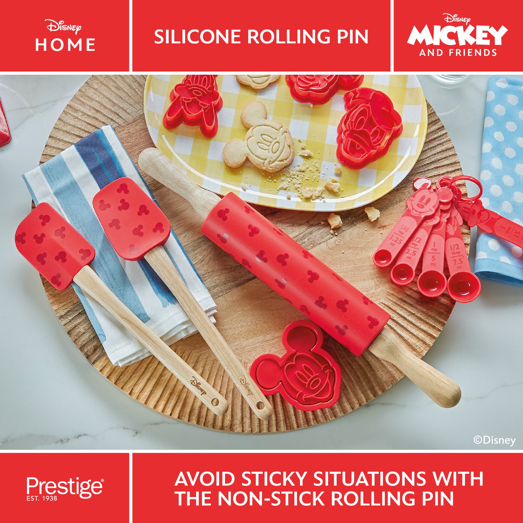 Disney Bake with Mickey: Silicone Rolling Pin with Wooden Handles