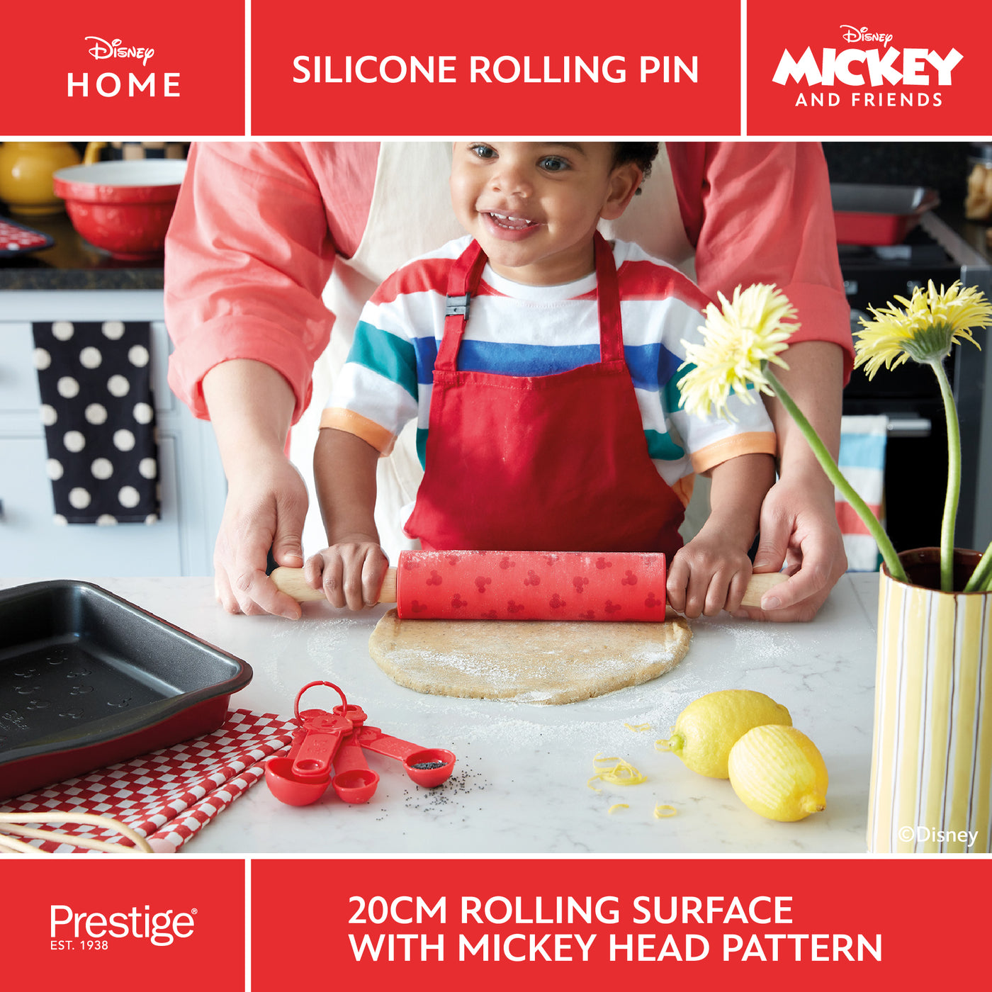 Disney Bake with Mickey: Silicone Rolling Pin with Wooden Handles