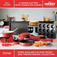 Disney Bake with Mickey 4 Red Cookie Cutters with Mickey and Friends Character Stamps