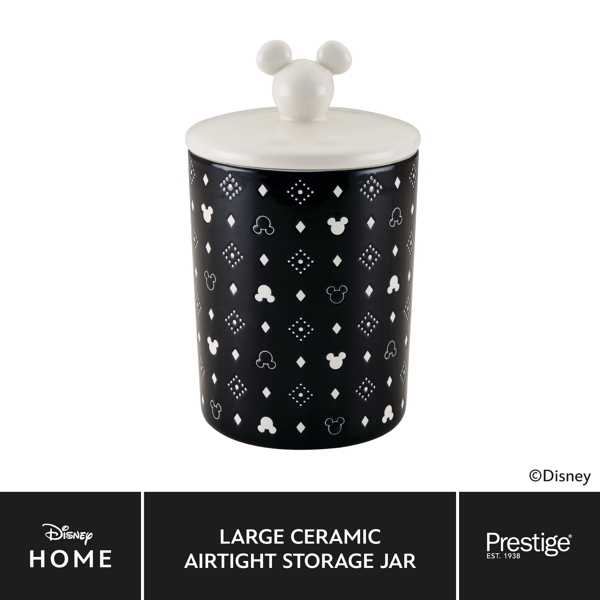 Disney Monochrome Mickey Mouse: Ceramic Airtight Storage Jar - 3 Sizes