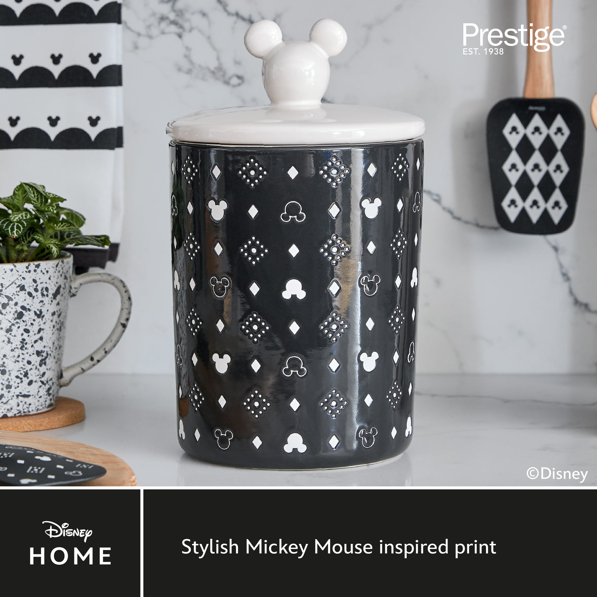 Disney Monochrome Mickey Mouse: Ceramic Airtight Storage Jar - 3 Sizes