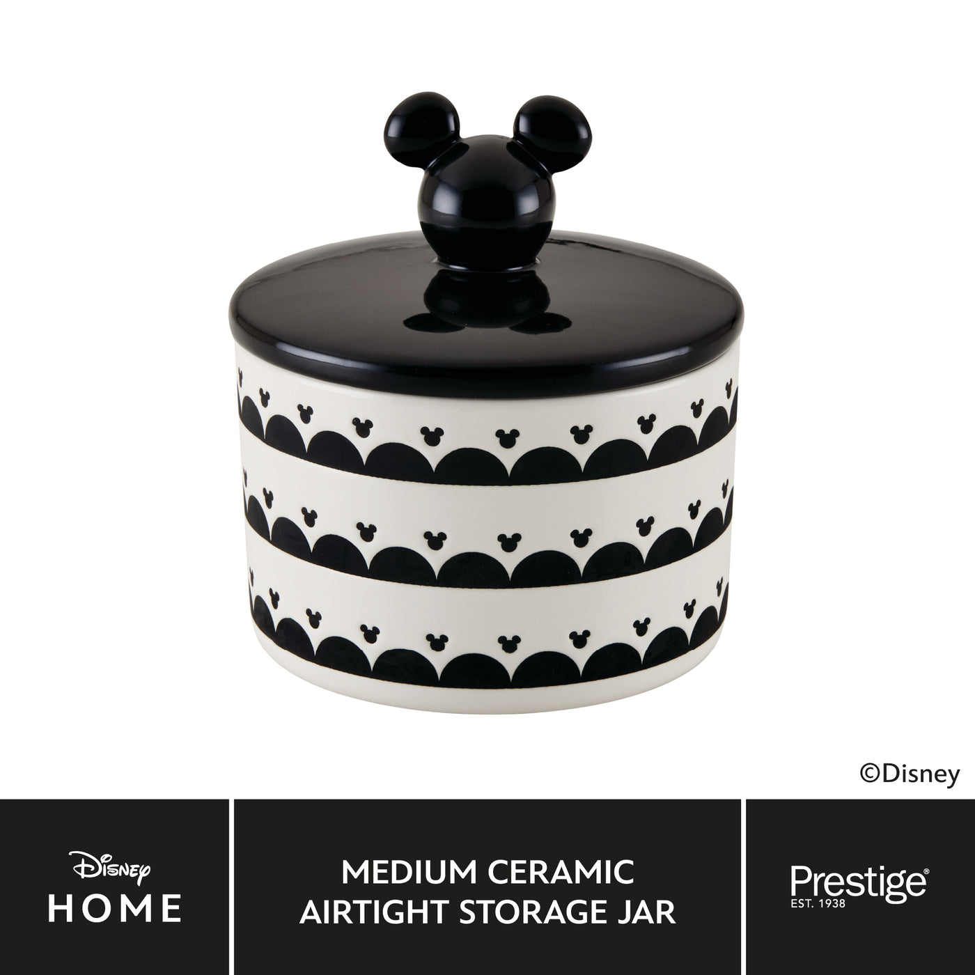 Disney Monochrome Mickey Mouse: Ceramic Airtight Storage Jar - 3 Sizes