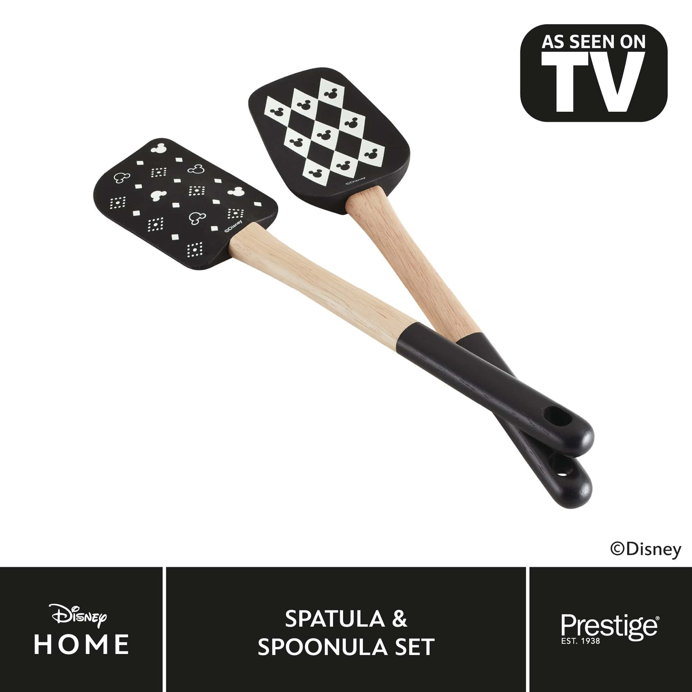 Disney Monochrome Mickey Mouse: Spatula, Spoonula, Silicone Kitchen Utensil Set