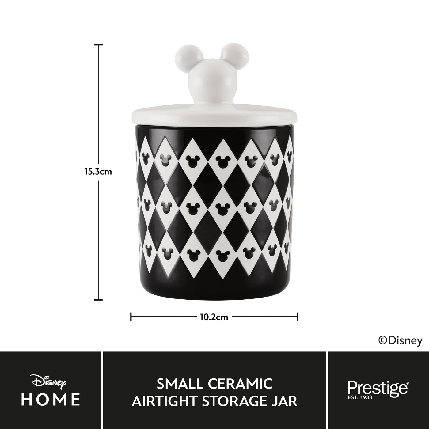 Disney Monochrome Mickey Mouse: Ceramic Airtight Storage Jar - 3 Sizes