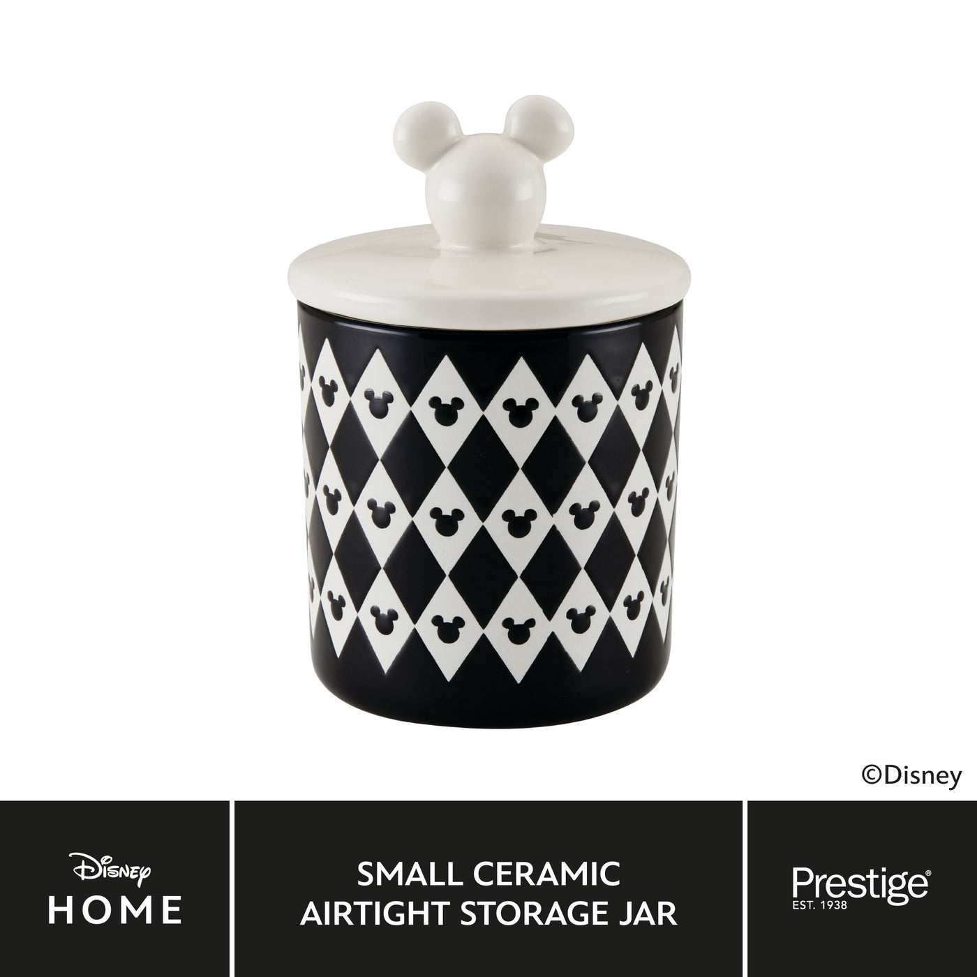 Disney Monochrome Mickey Mouse: Ceramic Airtight Storage Jar - 3 Sizes