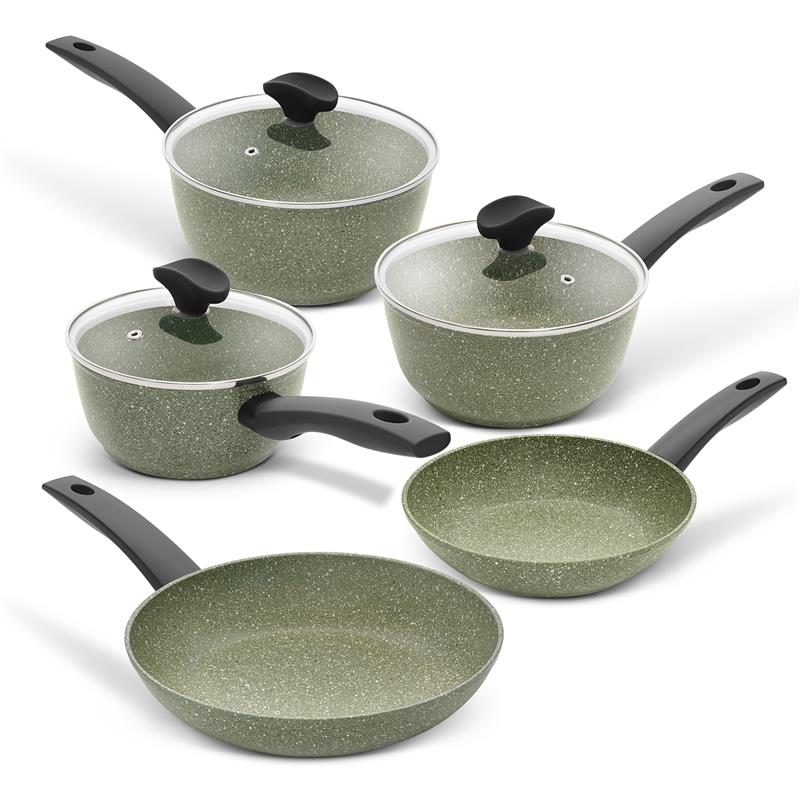 Eco Non-Stick Saucepan with Lids & Frying Pan Set - 5 Piece