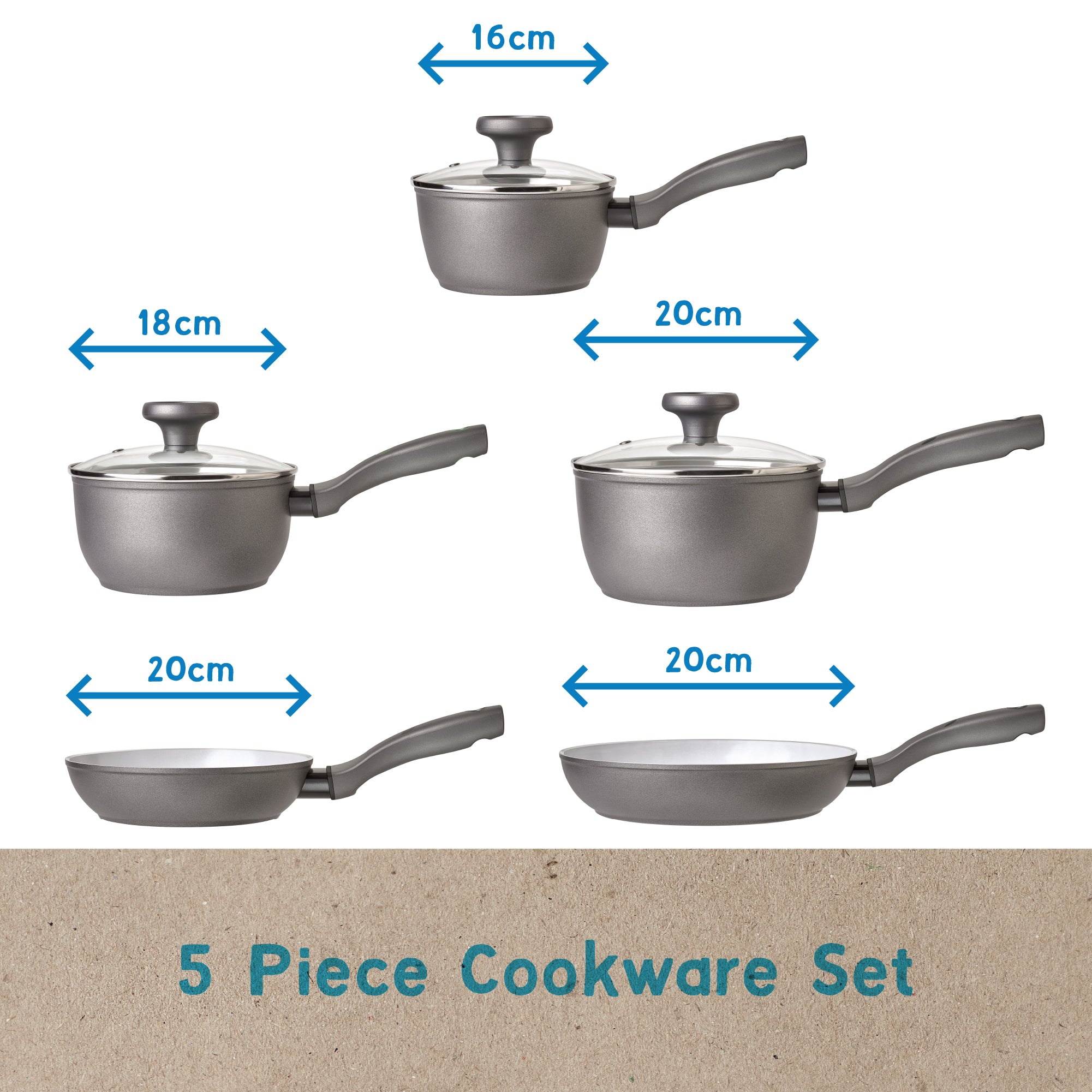 Earth Pan Ceramic Non-Stick Saucepan & Frying Pan Set - 5 Piece