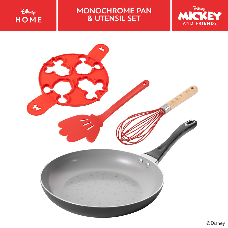 Disney Monochrome Ceramic Non-Stick Pancake Pan & Utensil Set