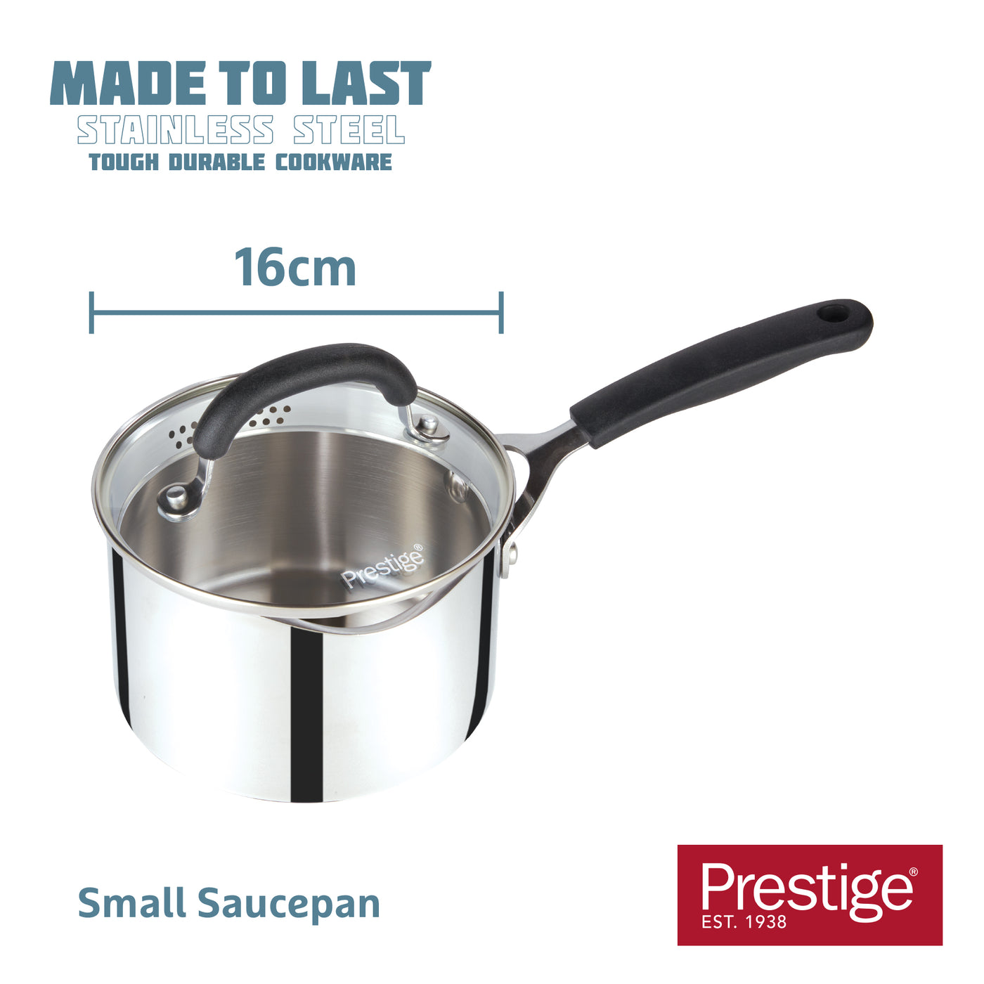 Made to Last: Stainless Steel Saucepan & Straining Lid - 3 Sizes: 16cm, 18cm and 20cm