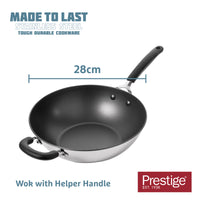 Made to Last: Stainless Steel Non-Stick Wok Pan With Helper Handle, 29cm