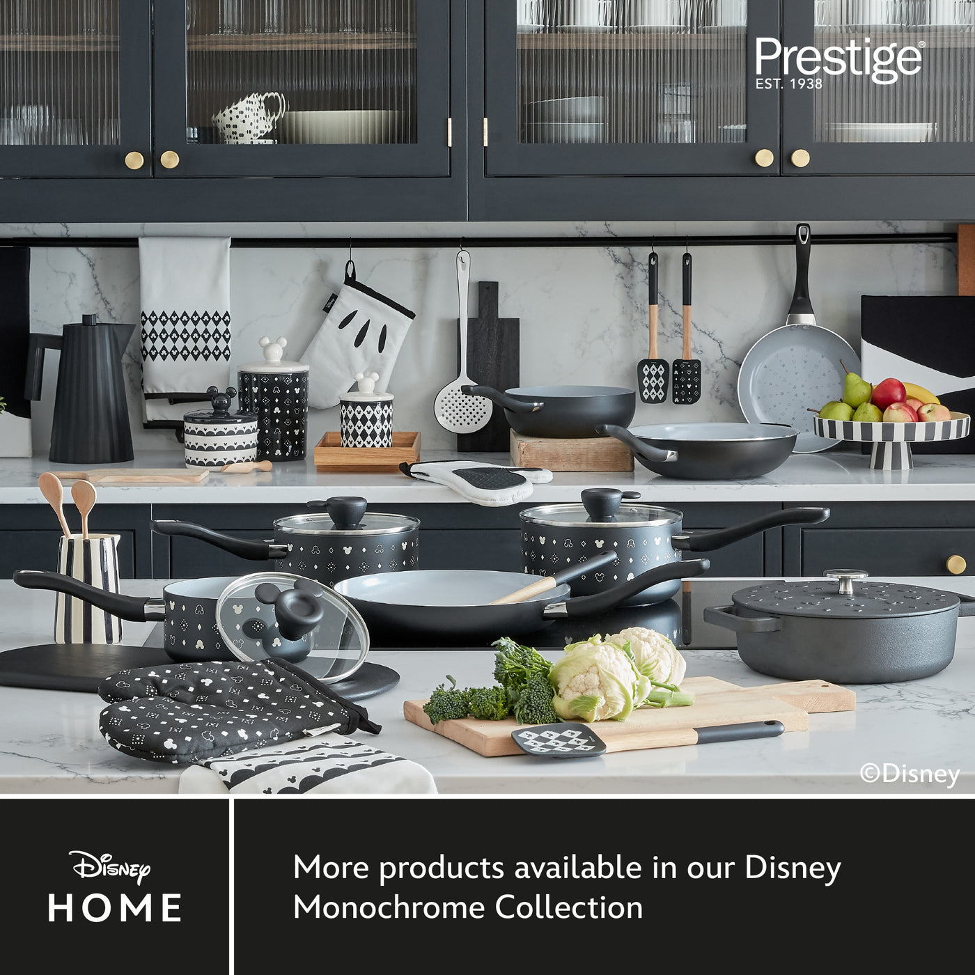 Disney Monochrome Mickey Mouse: Ceramic Non-Stick Deep Multi-Pan - 24cm