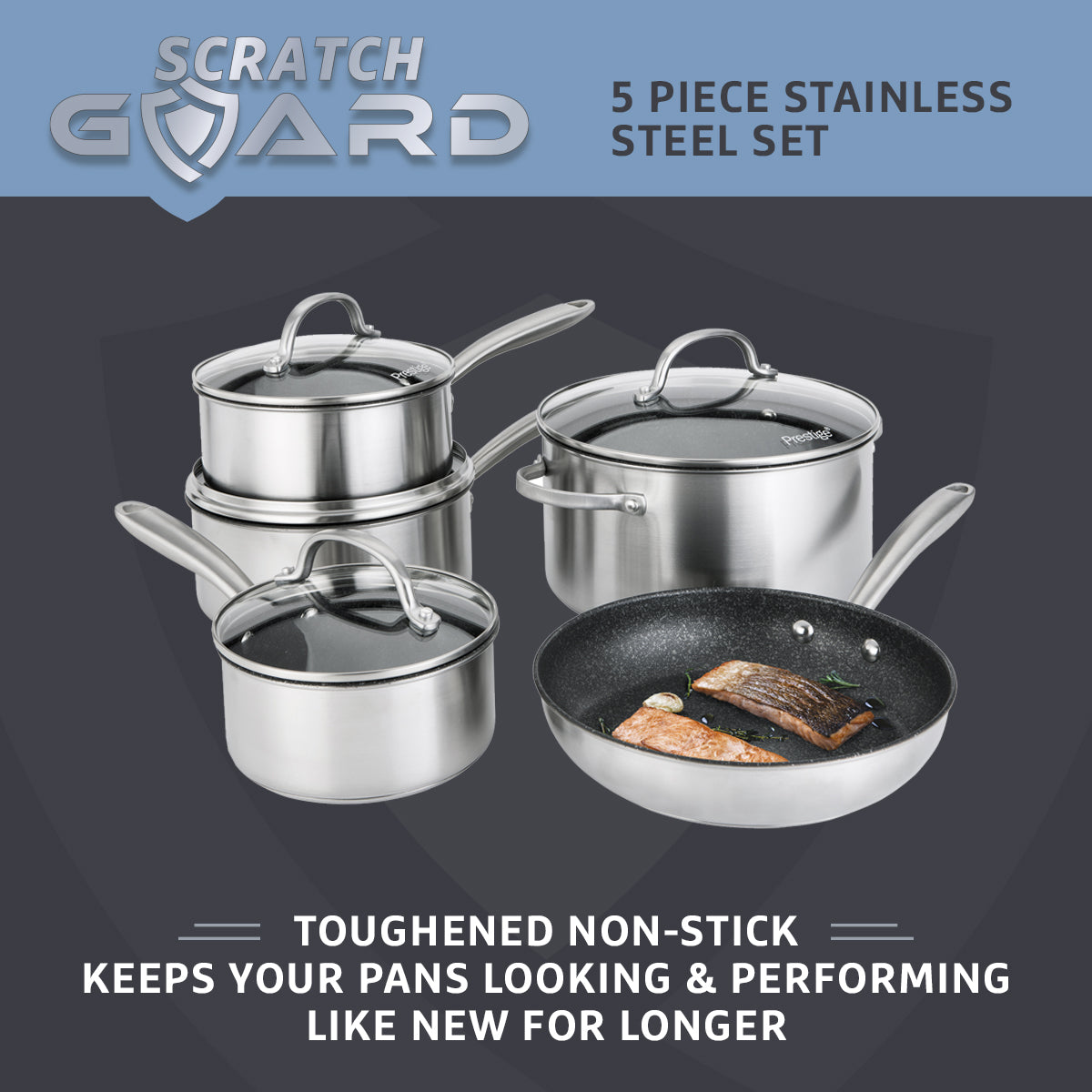 Scratch Guard: Complete Non-Stick Stainless Steel Pan Set - 5 Piece