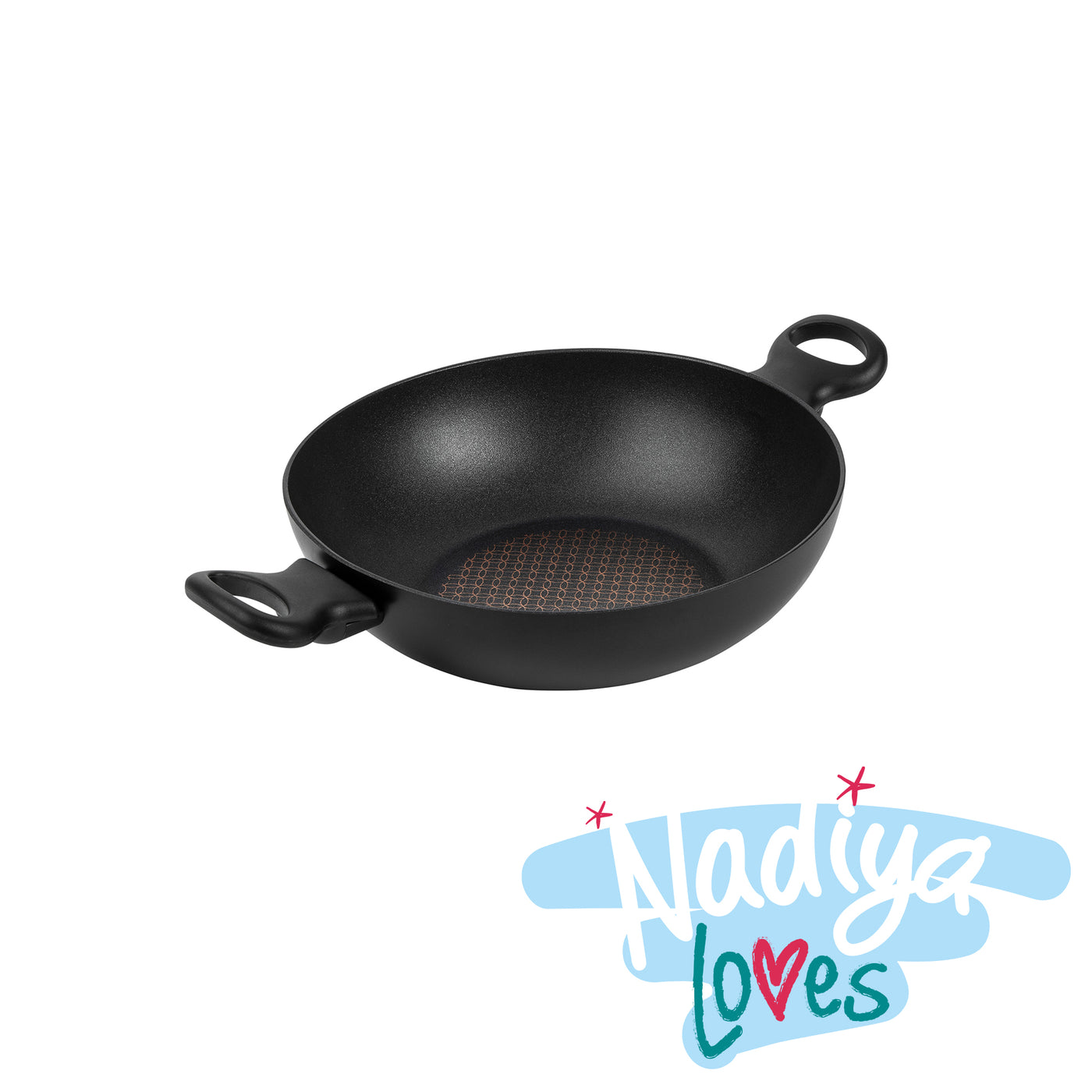 Nadiya Hussain 4 in 1 Non-Stick Wok, Steamer & Multi-Use Glass Lid - Set