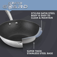 Scratch Guard Non Stick Stainless Steel Stir Fry Wok