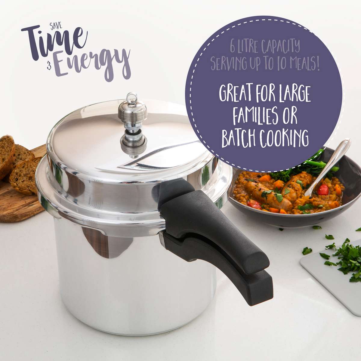 Iconic High Dome Aluminium Pressure Cooker - 6 Litre