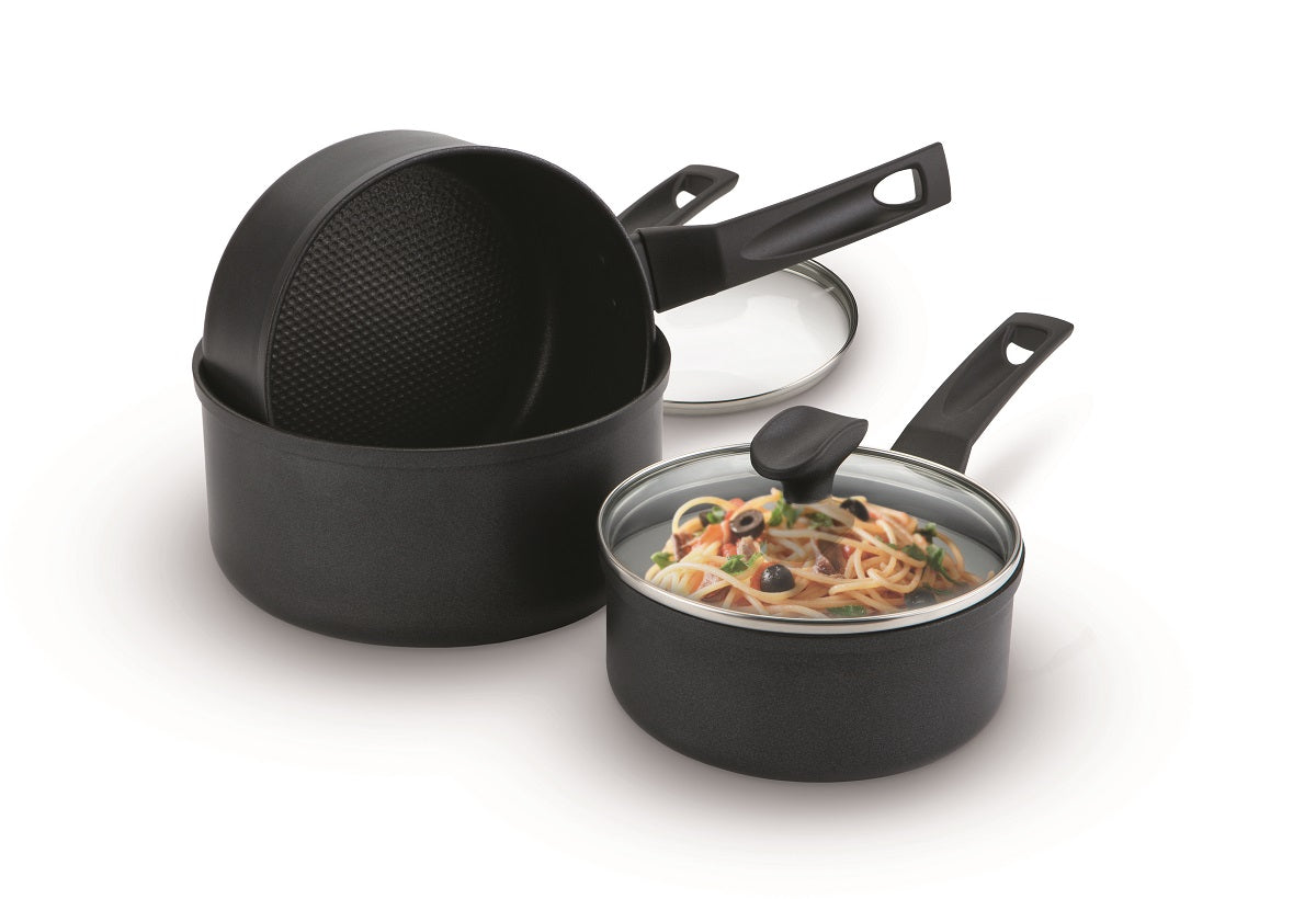 9 X Tougher Non-Stick Saucepan Set - 3 Pieces