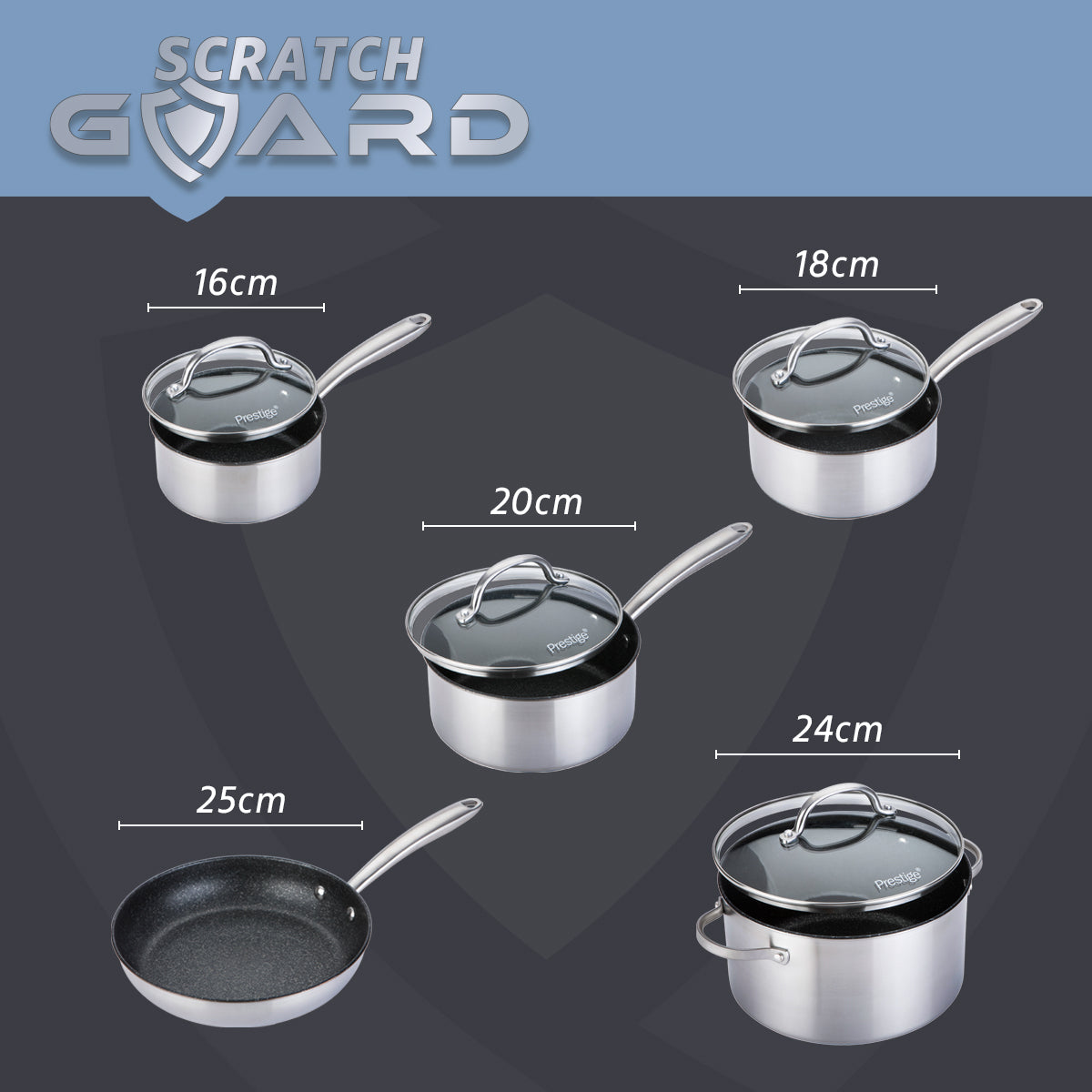 Scratch Guard: Complete Non-Stick Stainless Steel Pan Set - 5 Piece