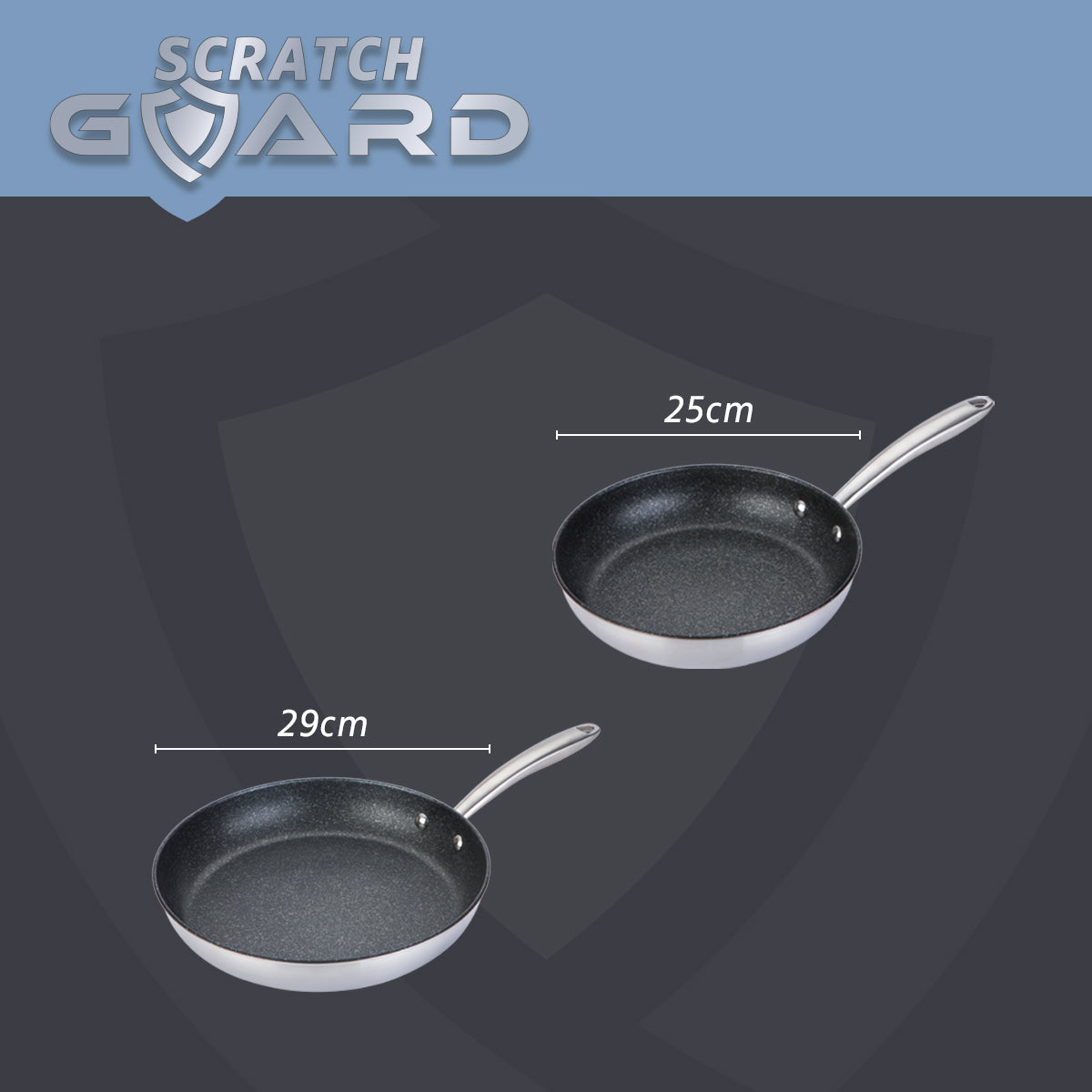 Scratch Guard: Stainless Steel Non-Stick Induction Frying Pans - Twin Pack