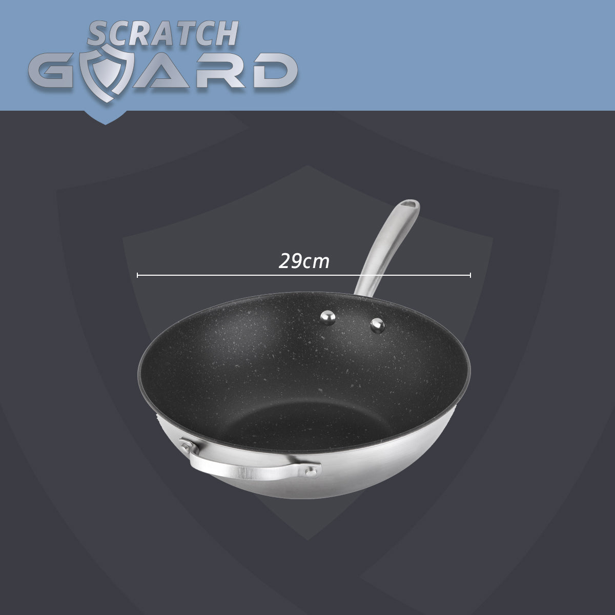 Scratch Guard Non Stick Stainless Steel Stir Fry Wok