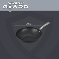 This 29cm wok is perfect for family meals.  Pans will look & perform like new for longer thanks to the toughened non stick