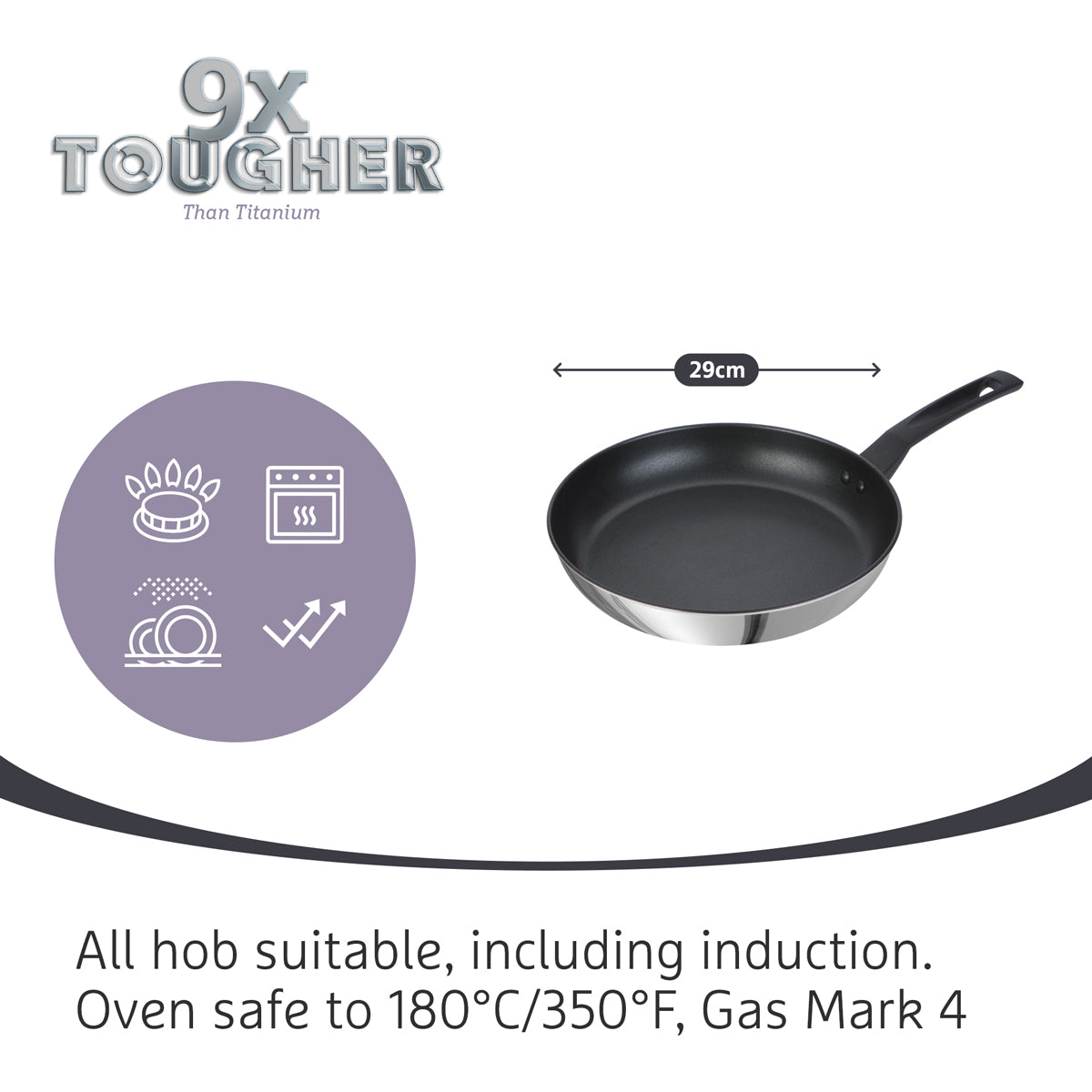 9 X Tougher Stainless Steel Frying Pan