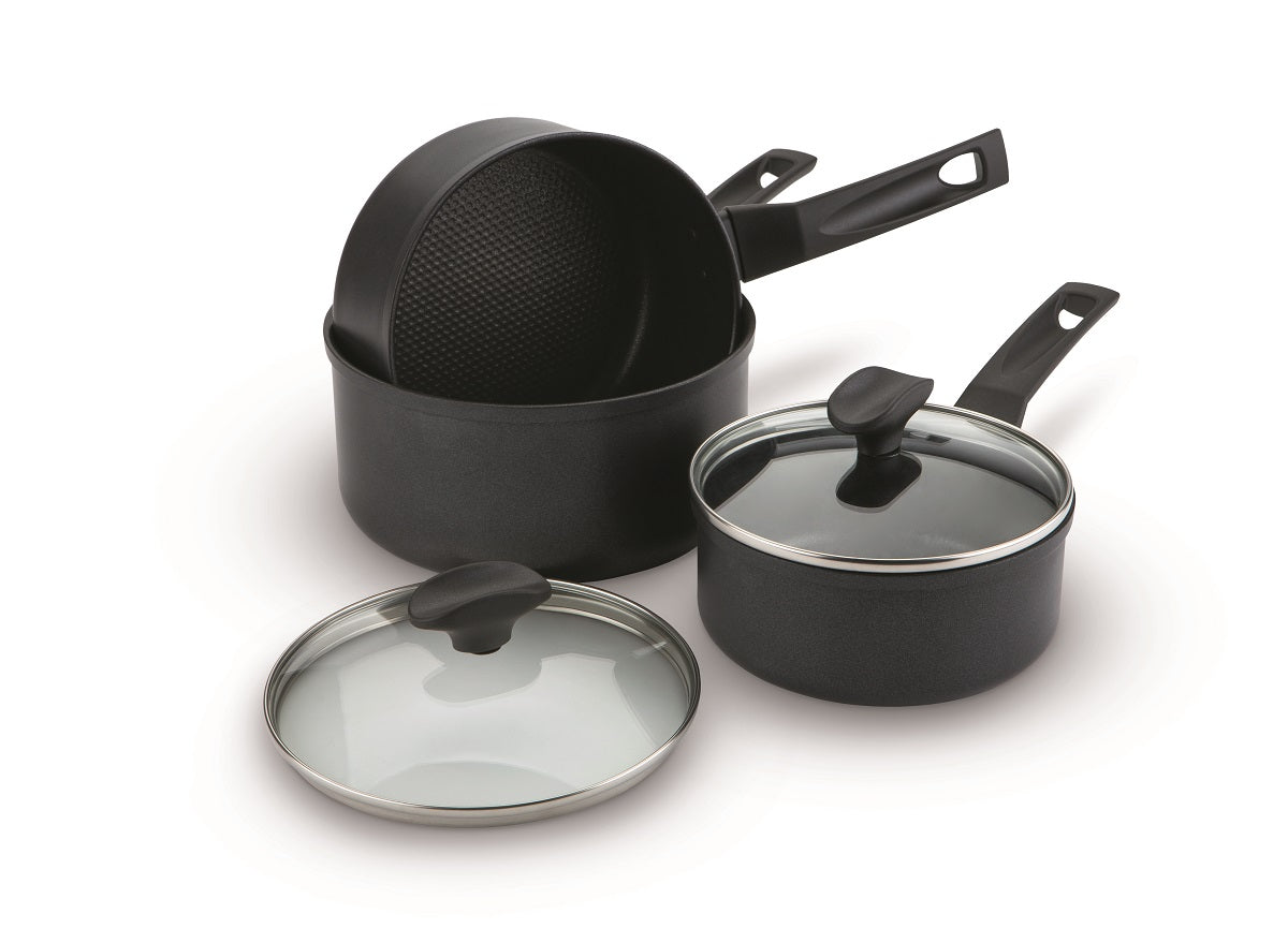 9 X Tougher Non-Stick Saucepan Set - 3 Pieces