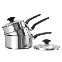 9 X Tougher: Stainless Steel Non-Stick Saucepan Set - Small, Medium & Large