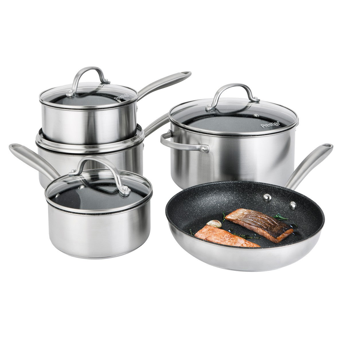 Scratch Guard: Complete Non-Stick Stainless Steel Pan Set - 5 Piece