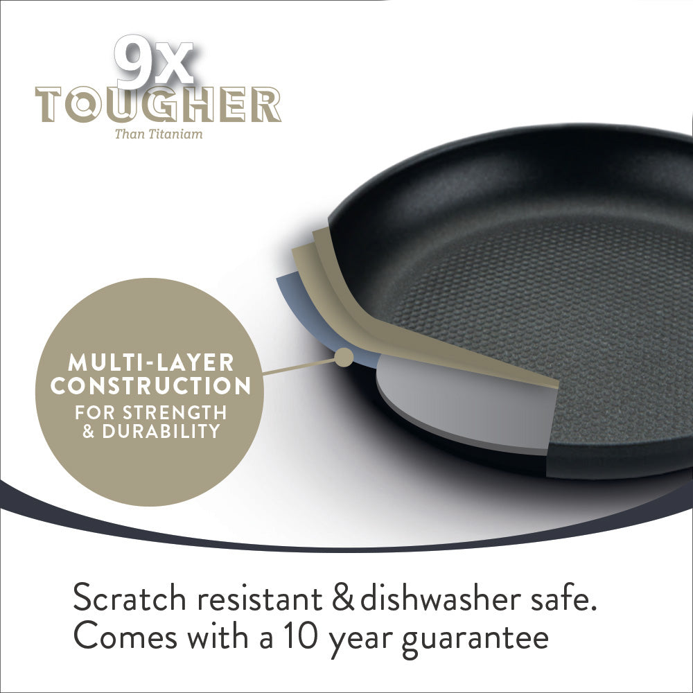 9 X Tougher Scratch Resistant Non-Stick Frying Pan - Triple Pack