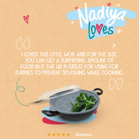 Nadiya Hussain 4 in 1 Non-Stick Wok, Steamer & Multi-Use Glass Lid - Set