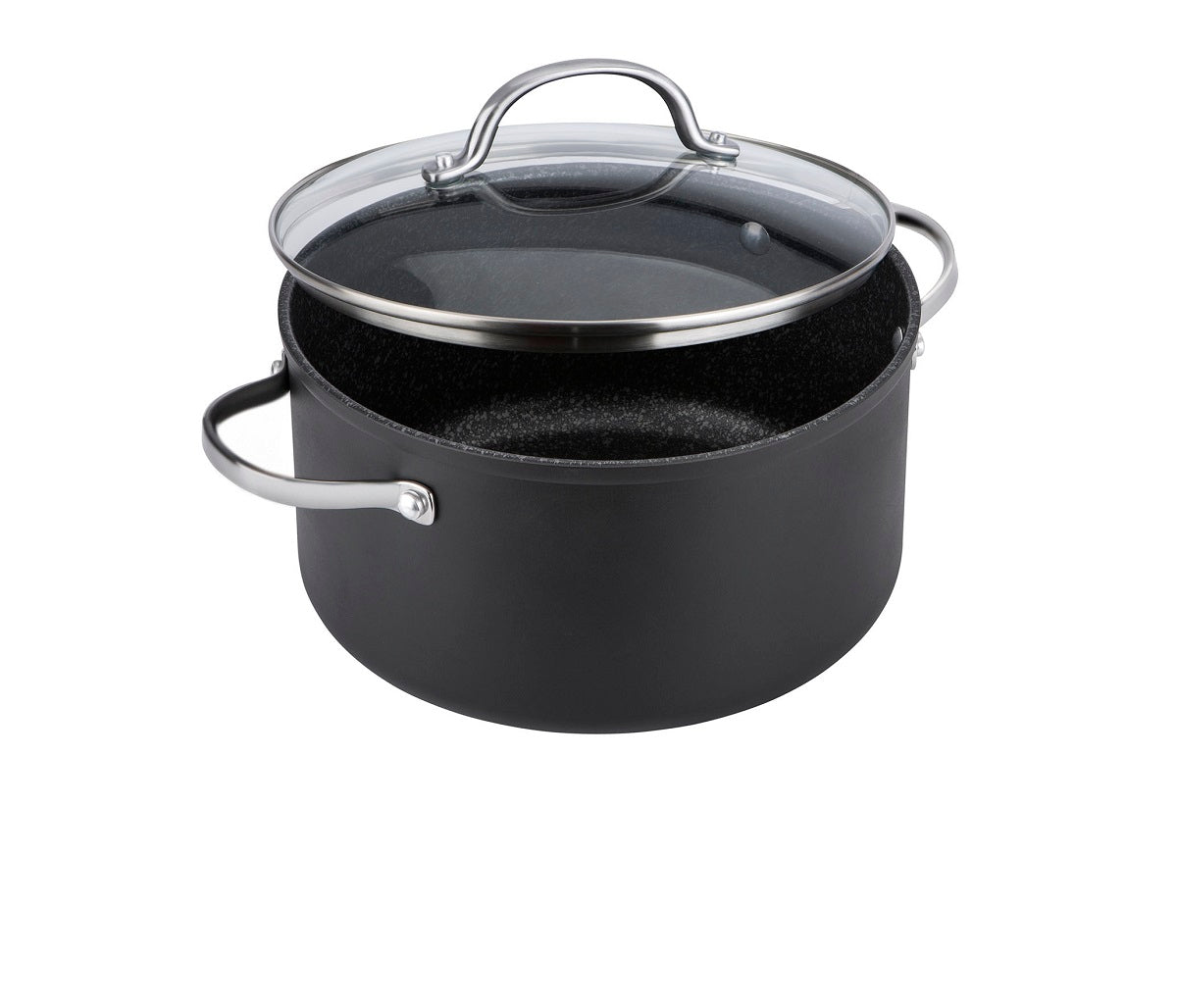 Scratch Guard stockpot in this 5 piece pan set is great for batch cooking and can go from hob to oven - up to 260C - to table for perfect one pot family meals