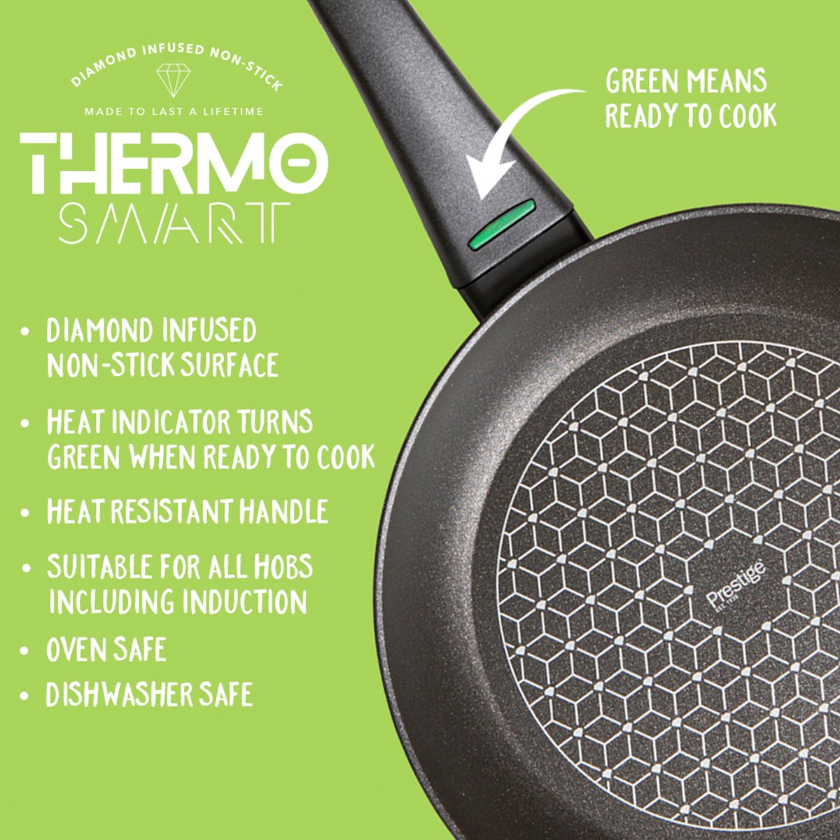 Thermo Smart 3 Piece saucepan set with diamond infused non stick and a heat indicator for perfect cooking results